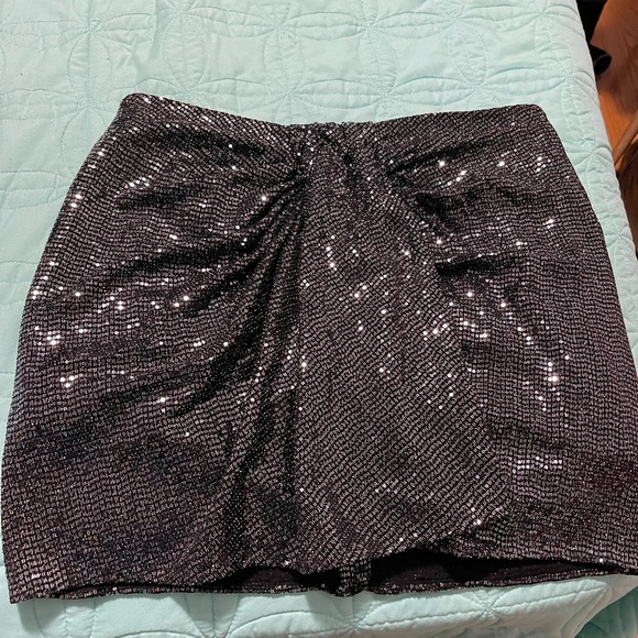 Zara silver grey metallic glitter mini skirt - Picture 3 of 4